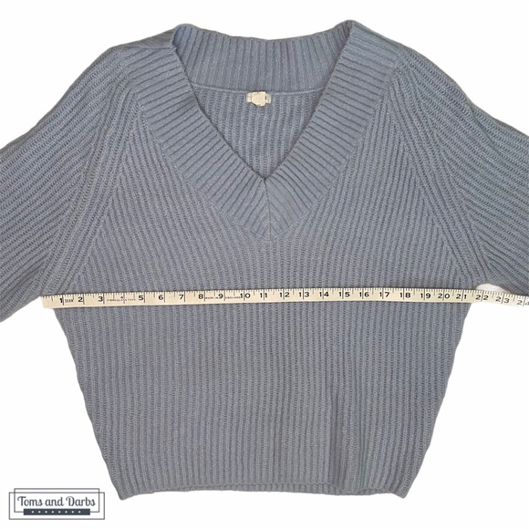 Garage Women's V Neck Knitted Sweater Blue - Picture 6 of 8